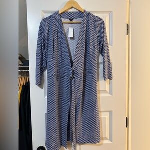 Ann Taylor Navy and White Patterned Wrap Dress-NWT